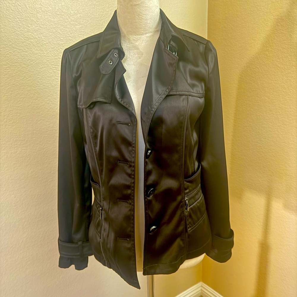 Very cute, WHBM black satin blazer. Excellent condition may be worn once. ￼